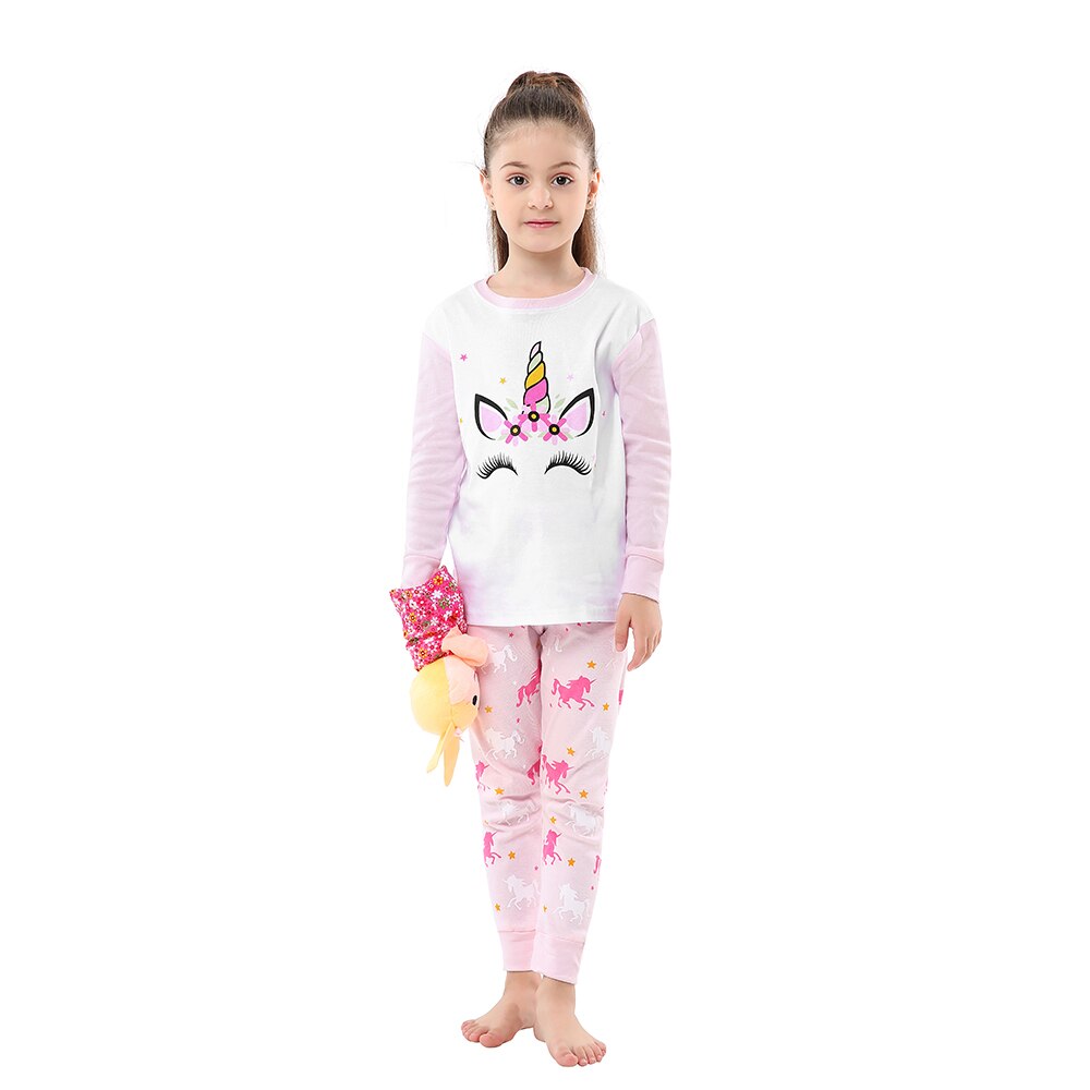 ELASTIC SLIMFIT LONG SLEEVED PAJAMAS WITH UNICORN FOR GIRLS