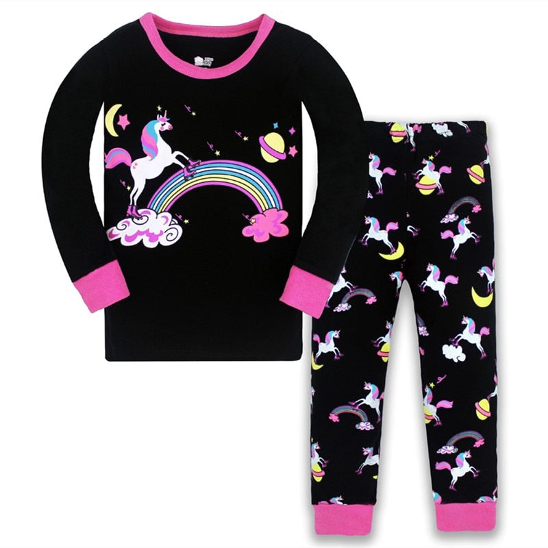 ELASTIC SLIMFIT LONG SLEEVED PAJAMAS WITH UNICORN FOR GIRLS