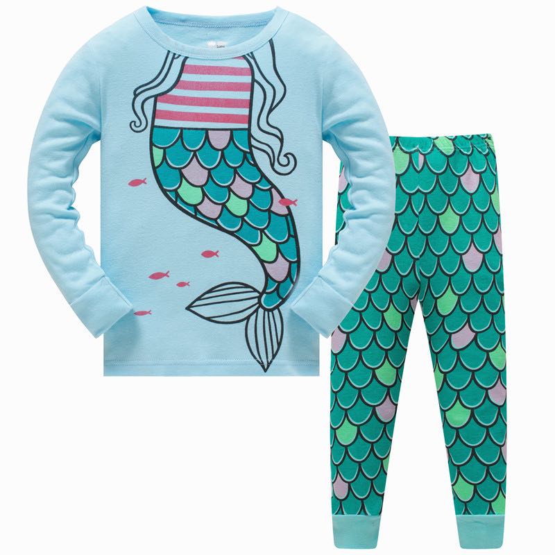 ELASTIC SLIMFIT LONG SLEEVED PAJAMAS WITH MERMAID FOR GIRLS
