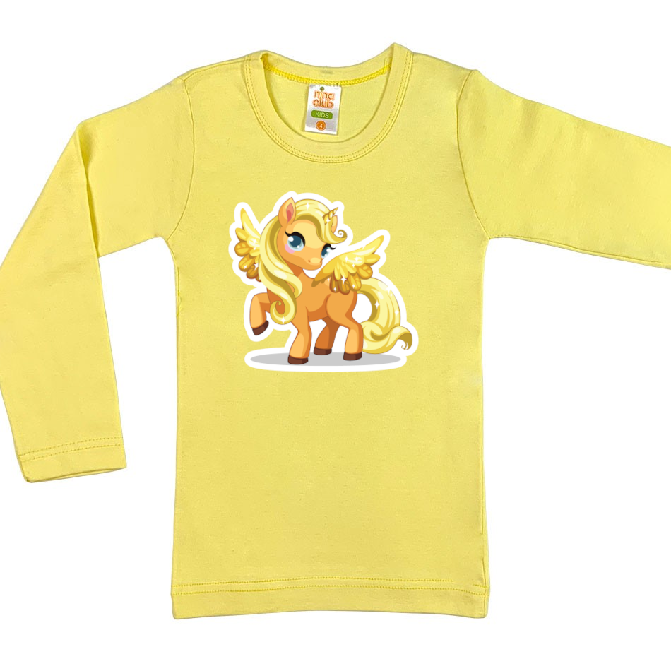 LONG SLEEVED BLOUSE WITH UNICORN FOR GIRLS - YELLOW