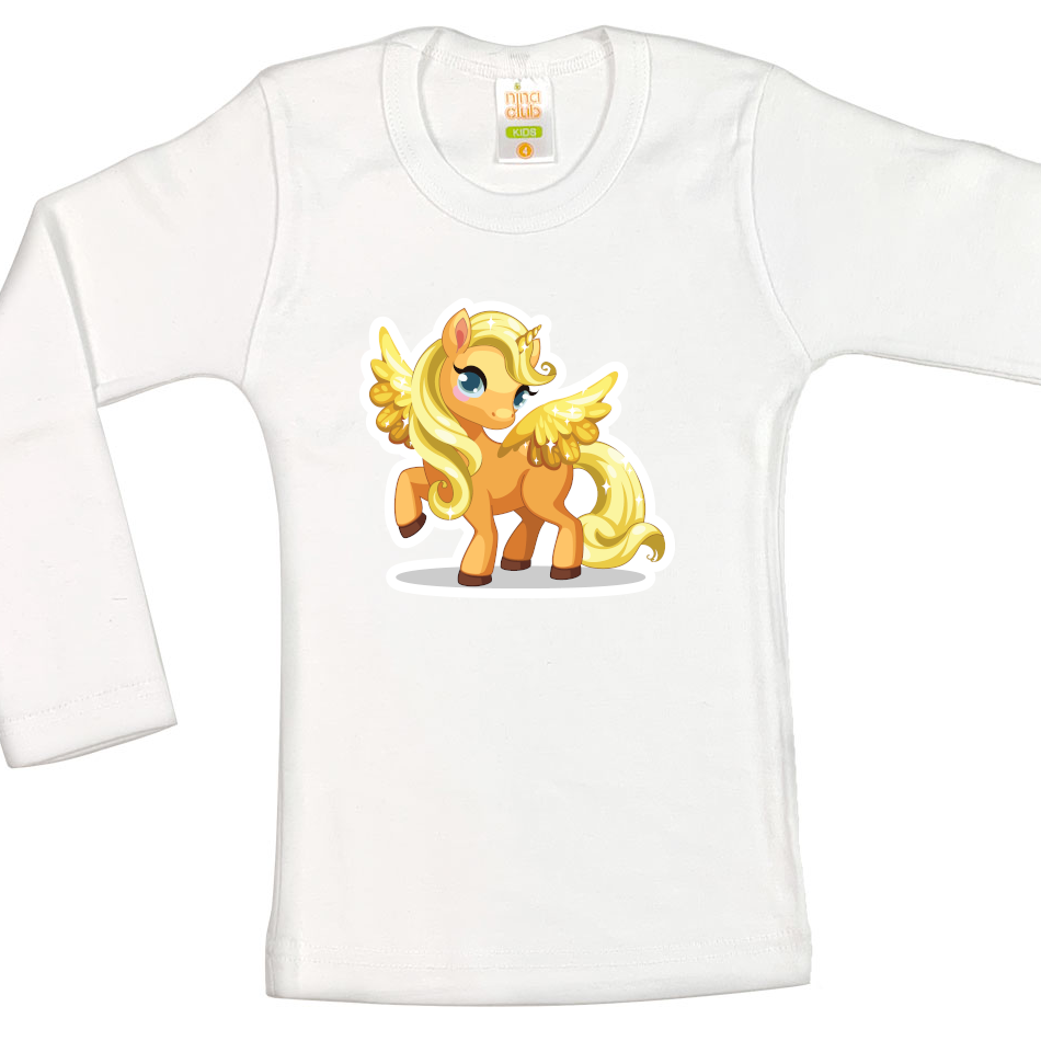 LONG SLEEVED BLOUSE WITH UNICORN FOR GIRLS- WHITE