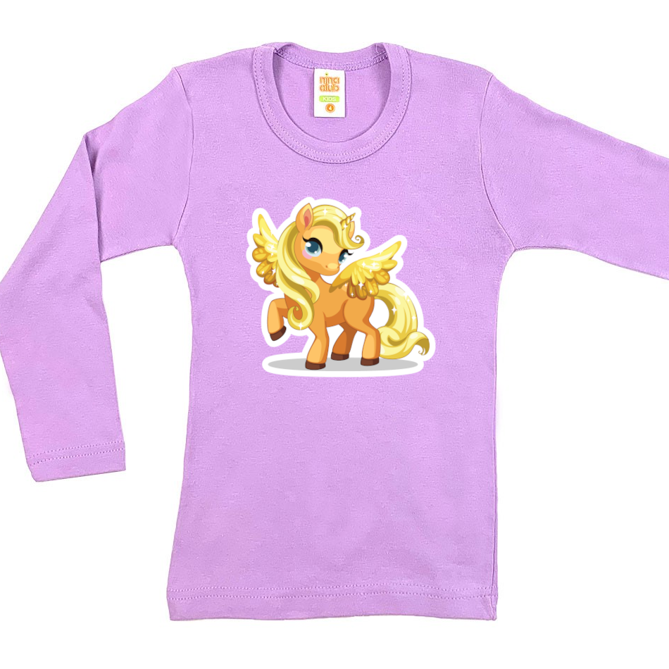 LONG SLEEVED BLOUSE WITH UNICORN FOR GIRLS - PURPLE