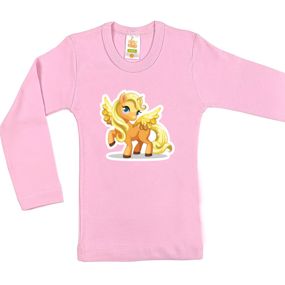 LONG SLEEVED BLOUSE WITH UNICORN FOR GIRLS - PINK