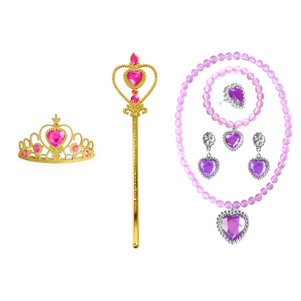 PRINCESS JEWELRY SET WITH NECKLACE - EARRINGS - RING - BRACELET - CROWN - WAND - 12396