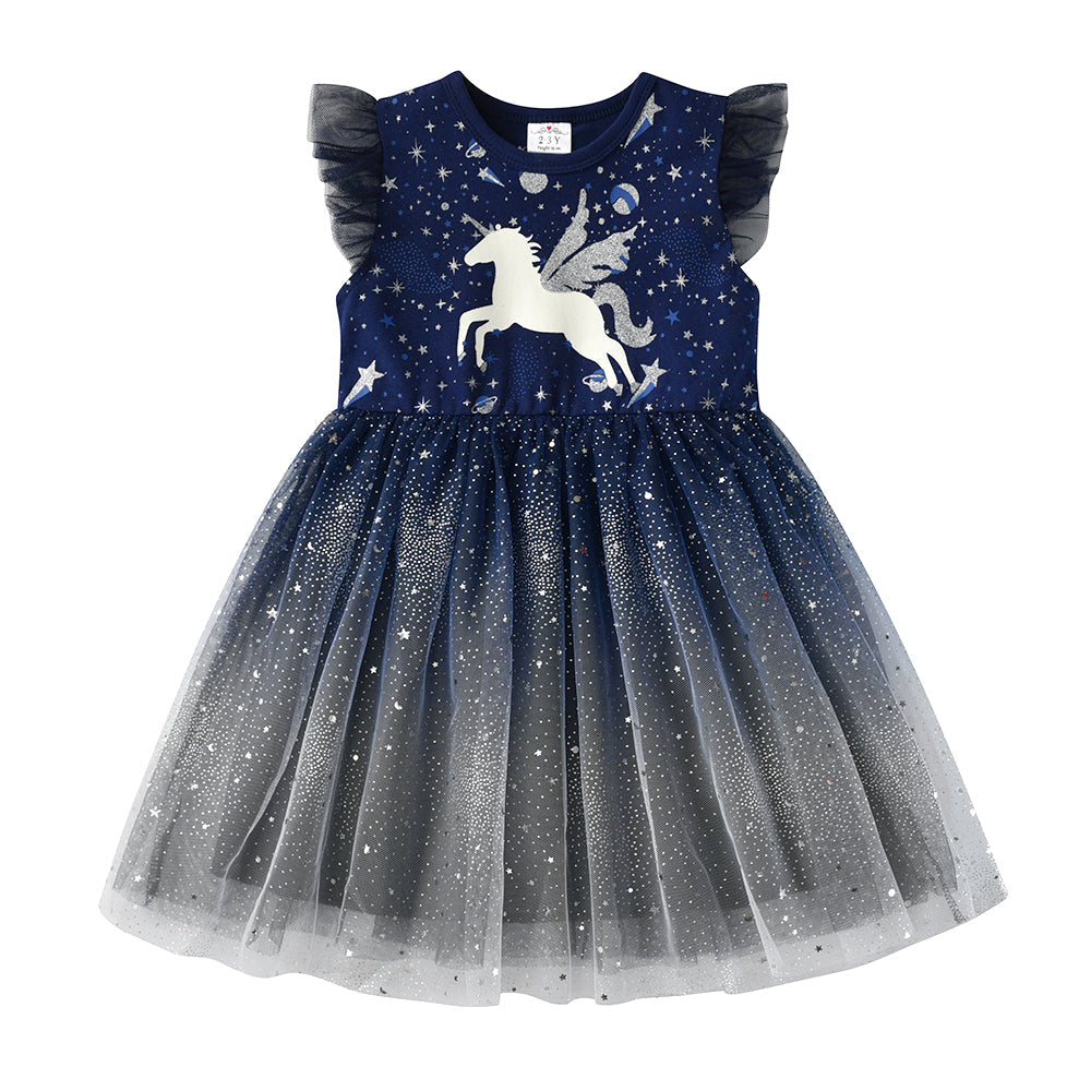 SHORT SLEEVED UNICORN DRESS - 10036