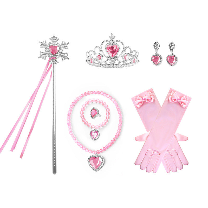 PRINCESS JEWELRY SET WITH NECKLACE - EARRINGS - RING - BRACELET - CROWN - GLOVES - WAND - 12394