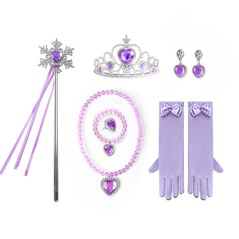 PRINCESS JEWELRY SET WITH NECKLACE - EARRINGS - RING - BRACELET - CROWN - GLOVES - WAND - 12393