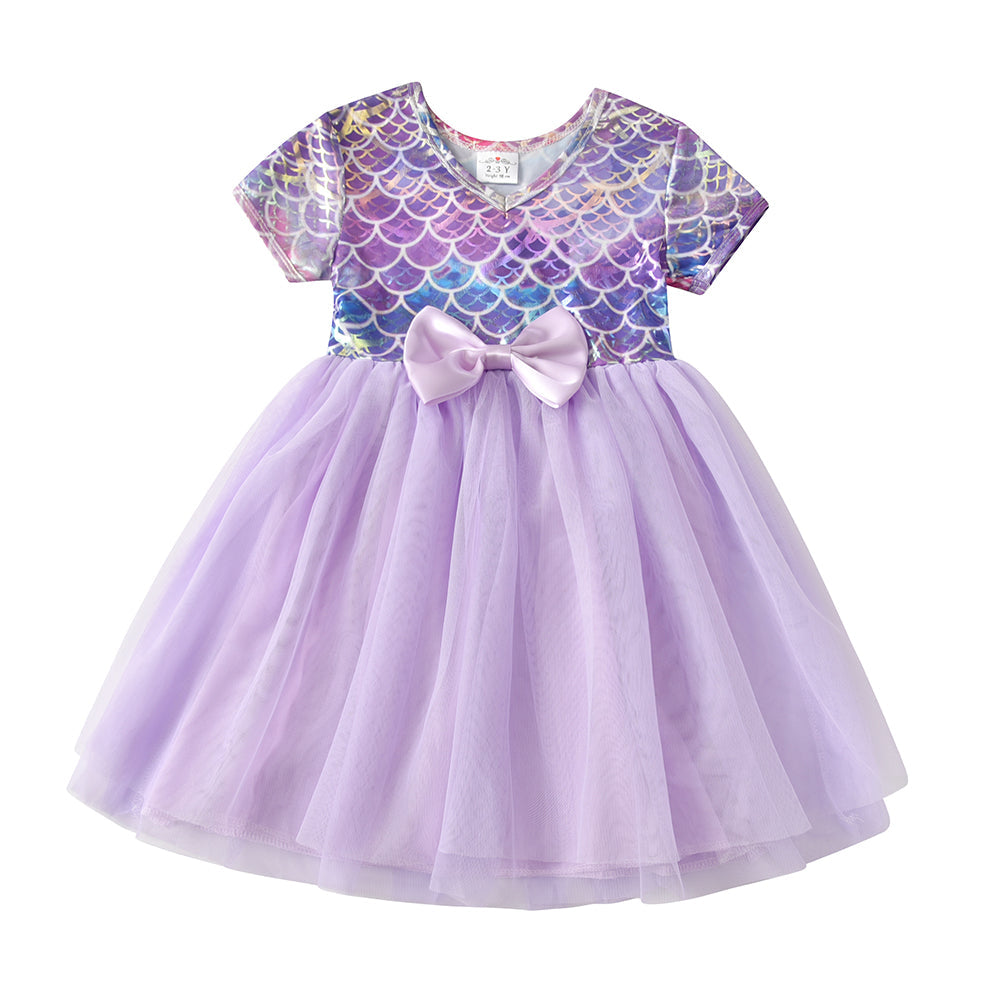 SHORT SLEEVED MERMAID PATTERN DRESS - 10040