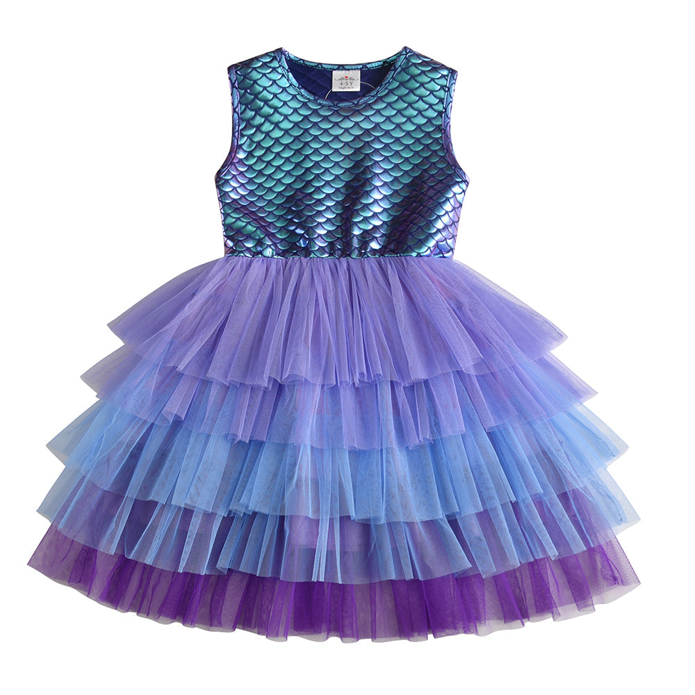 SHORT SLEEVED MERMAID PATTERN DRESS - 10041