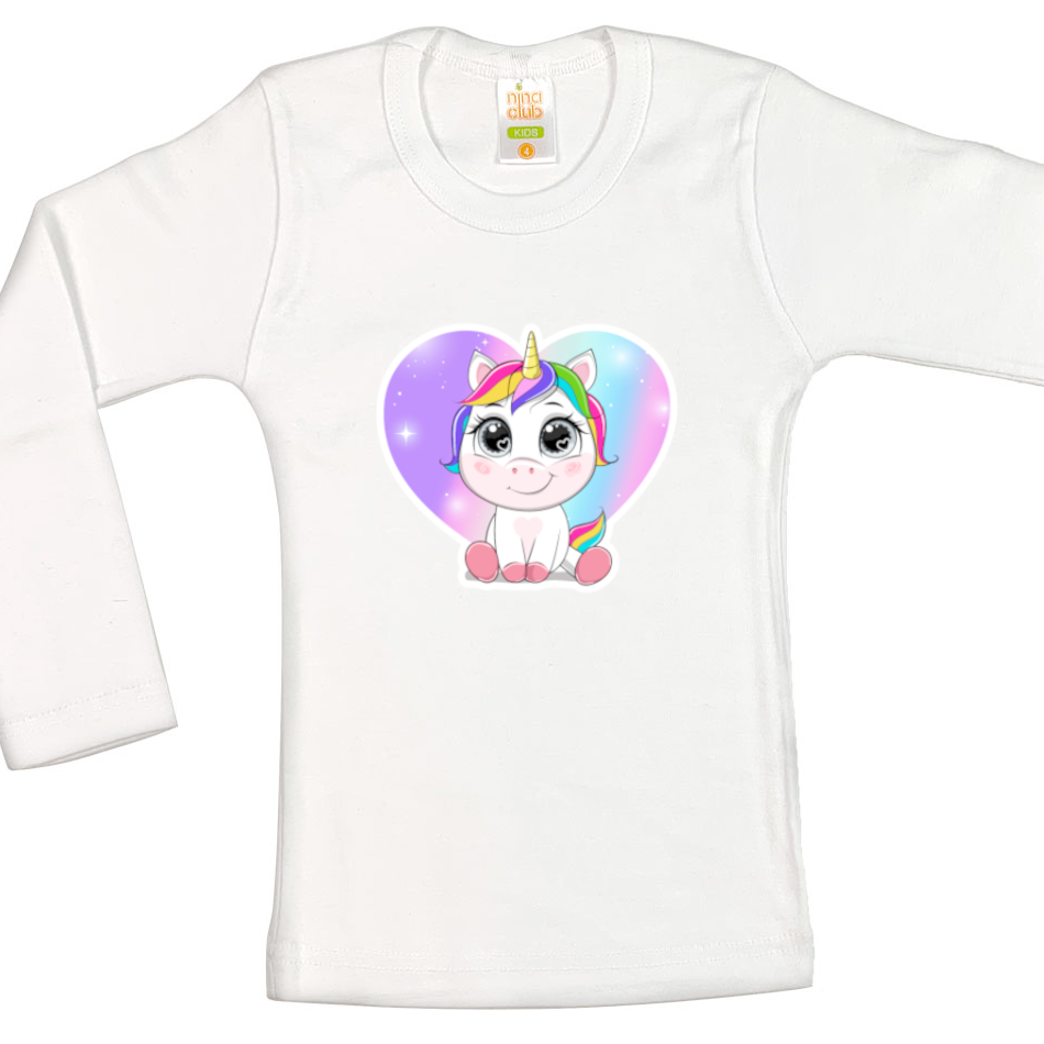 LONG SLEEVED BLOUSE WITH UNICORN FOR GIRLS - WHITE
