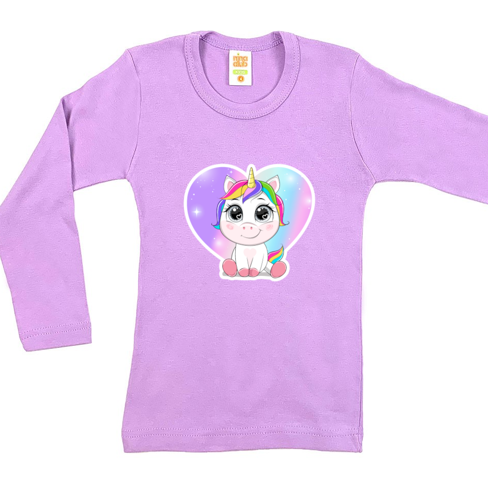 LONG SLEEVED BLOUSE WITH UNICORN FOR GIRLS - PURPLE