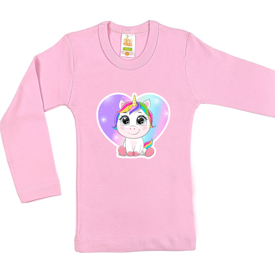 LONG SLEEVED BLOUSE WITH UNICORN FOR GIRLS - PINK