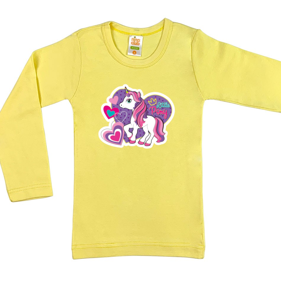 LONG SLEEVED BLOUSE WITH UNICORN FOR GIRLS - YELLOW