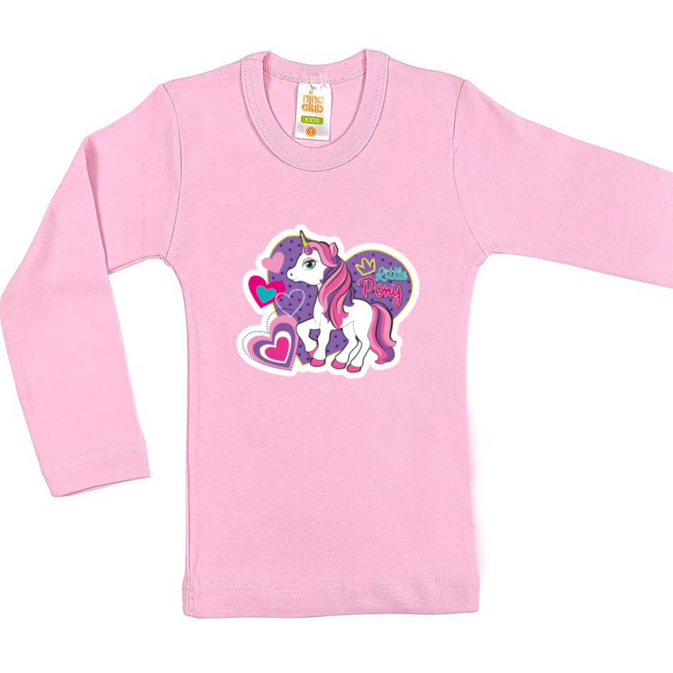 LONG SLEEVED BLOUSE WITH UNICORN FOR GIRLS -  PINK