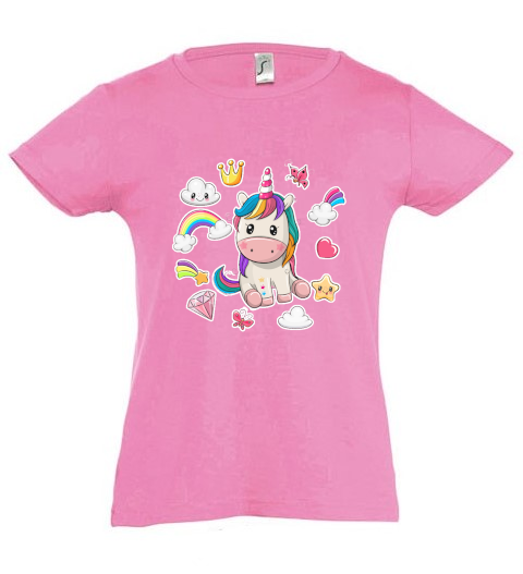 SHORT SLEEVED T-SHIRT WITH UNICORN FOR GIRLS - 10643/4