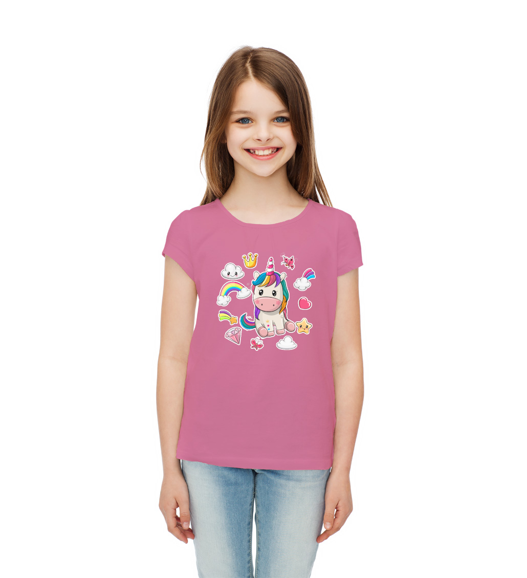 SHORT SLEEVED T-SHIRT WITH UNICORN FOR GIRLS - 10643/4