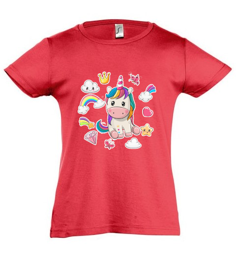 SHORT SLEEVED T-SHIRT WITH UNICORN FOR GIRLS - 10643/4