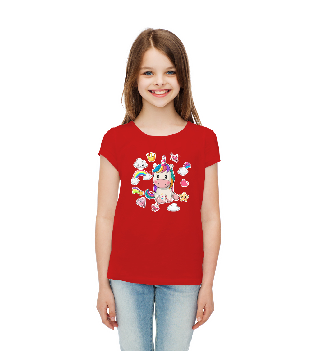 SHORT SLEEVED T-SHIRT WITH UNICORN FOR GIRLS - 10643/4