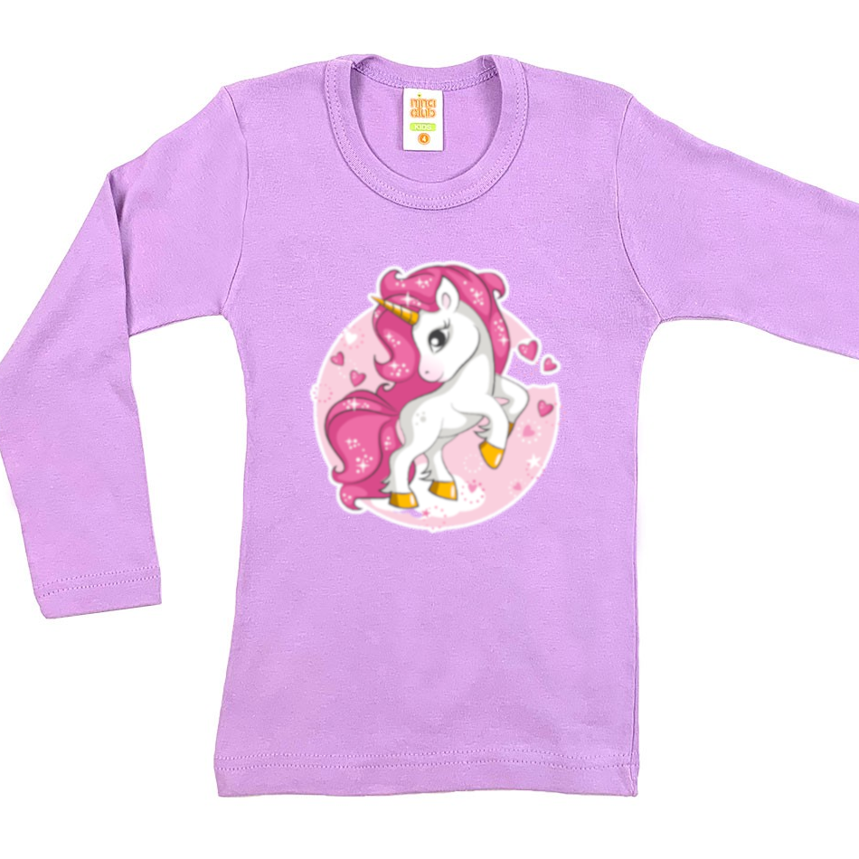 LONG SLEEVED BLOUSE WITH UNICORN FOR GIRLS -  PURPLE
