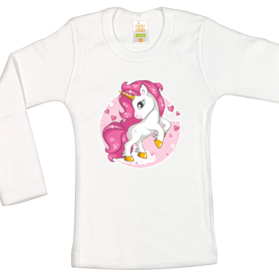 LONG SLEEVED BLOUSE WITH UNICORN FOR GIRLS - WHITE