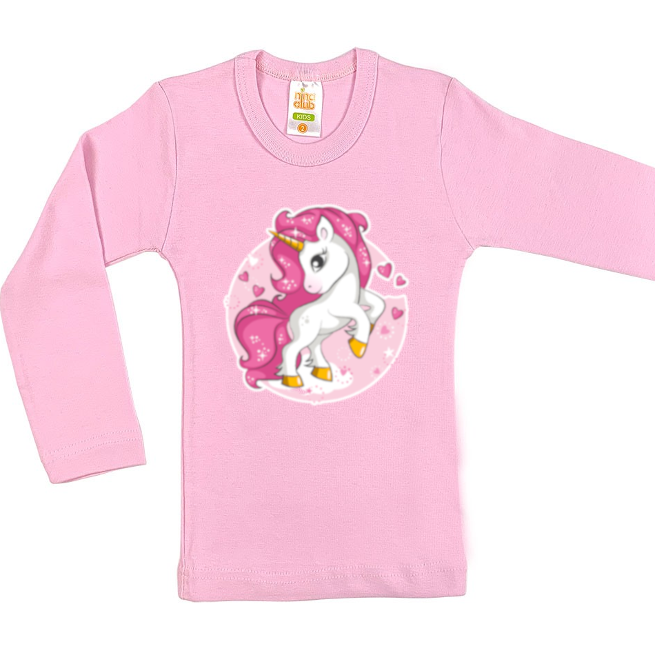 LONG SLEEVED BLOUSE WITH UNICORN FOR GIRLS - PINK