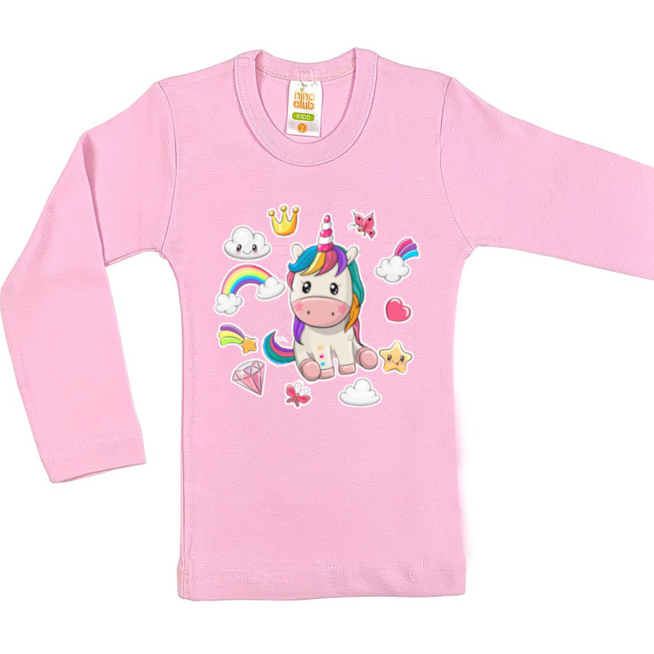 LONG SLEEVED BLOUSE WITH UNICORN FOR GIRLS - pink