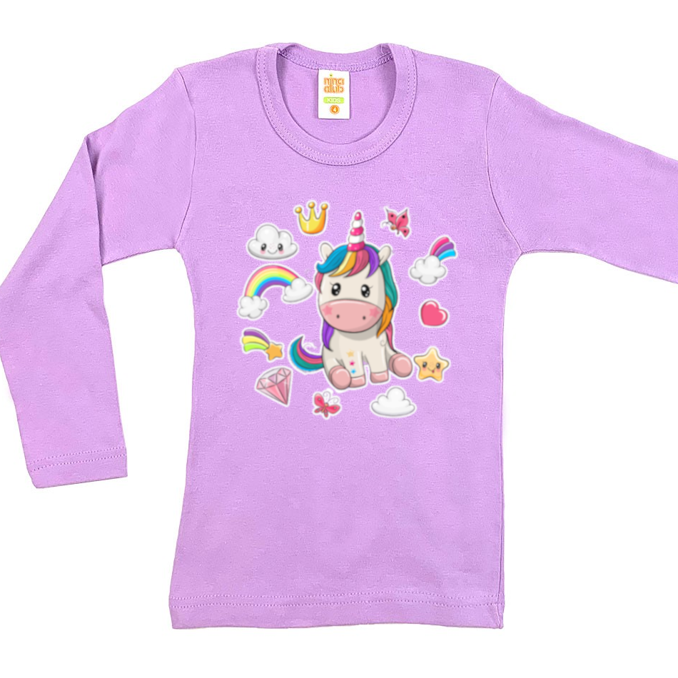 LONG SLEEVED BLOUSE WITH UNICORN FOR GIRLS - purple