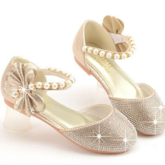 GOLD SHOES WITH SPARKLING RHINESTONES FOR GIRLS