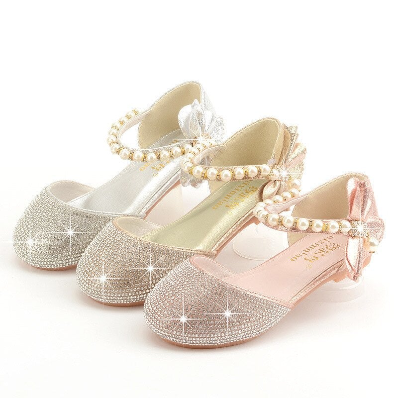 SILVER SHOES WITH SPARKLING RHINESTONES FOR GIRLS  - 11648