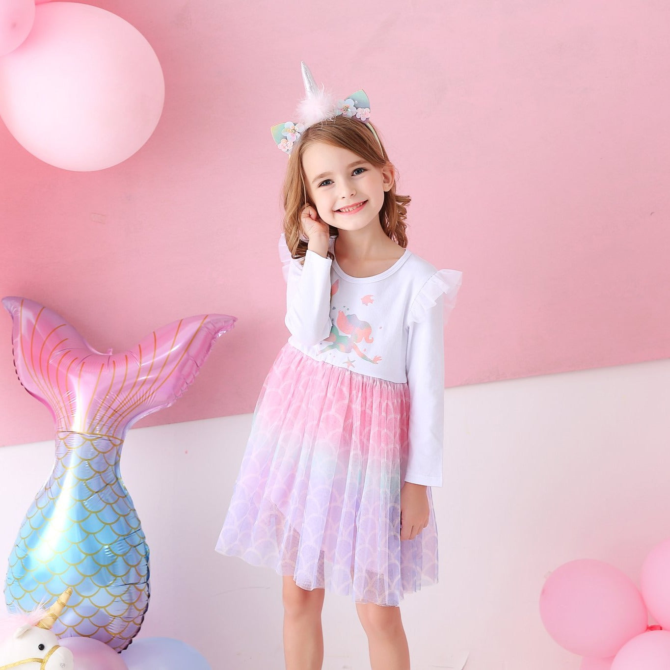 LONG SLEEVED DRESS WITH MERMAID