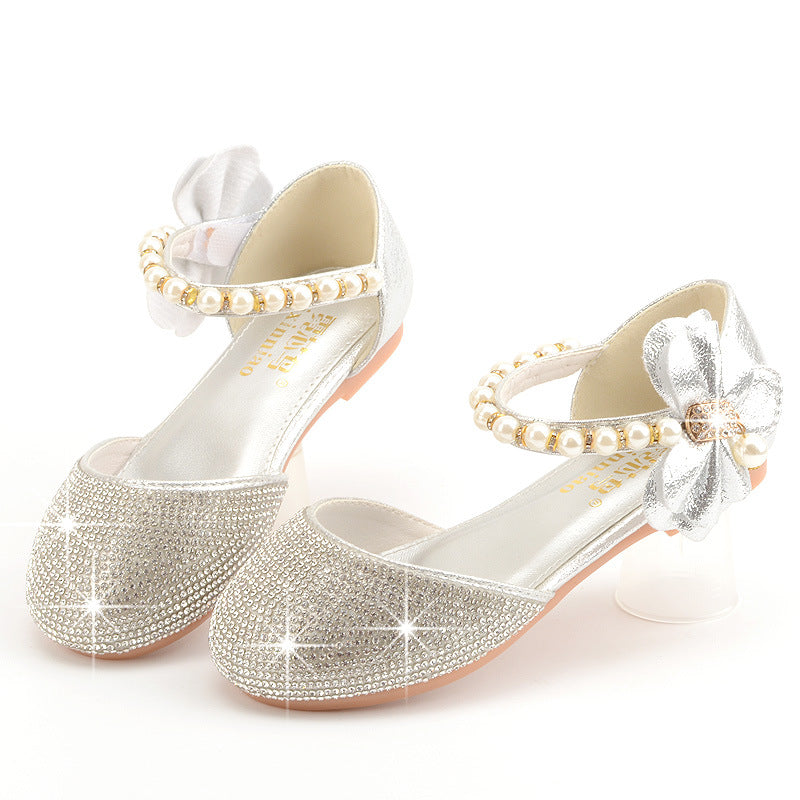 SILVER SHOES WITH SPARKLING RHINESTONES FOR GIRLS  - 11648