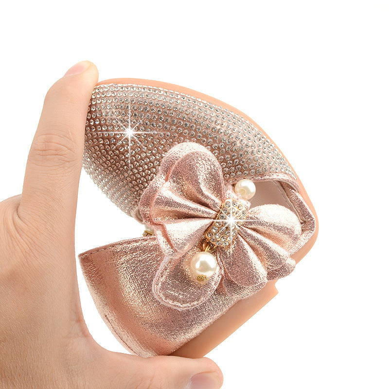 GOLD SHOES WITH SPARKLING RHINESTONES FOR GIRLS Bended