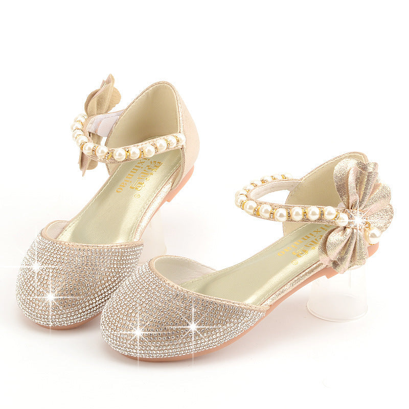 GOLD SHOES WITH SPARKLING RHINESTONES FOR GIRLS