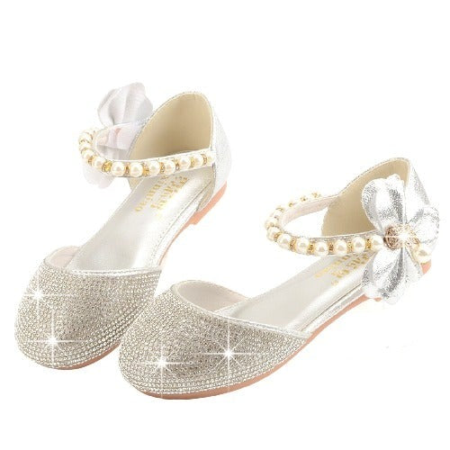 SILVER SHOES WITH SPARKLING RHINESTONES FOR GIRLS  - 11648