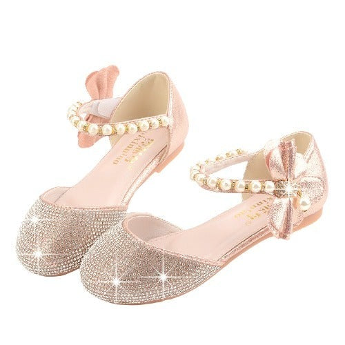 ROSE PINK SHOES WITH SPARKLING RHINESTONES FOR GIRLS - 11646