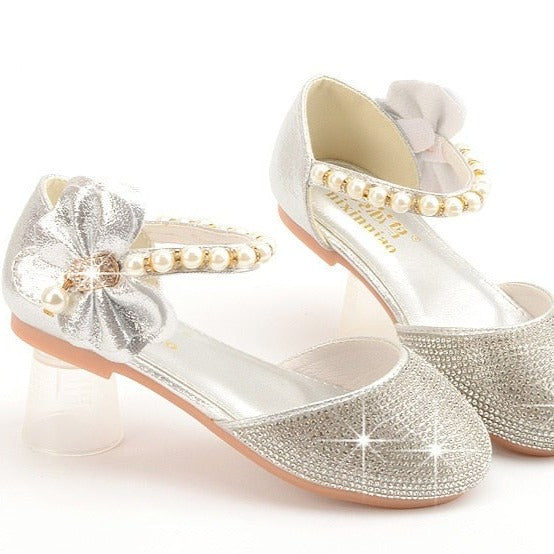 SILVER SHOES WITH SPARKLING RHINESTONES FOR GIRLS  - 11648