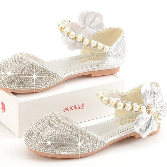 SILVER SHOES WITH SPARKLING RHINESTONES FOR GIRLS  - 11648