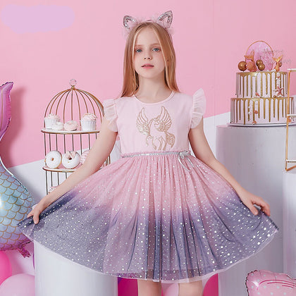 Magical Short Sleeve Unicorn Dress for Girls – UnicornsMermaids